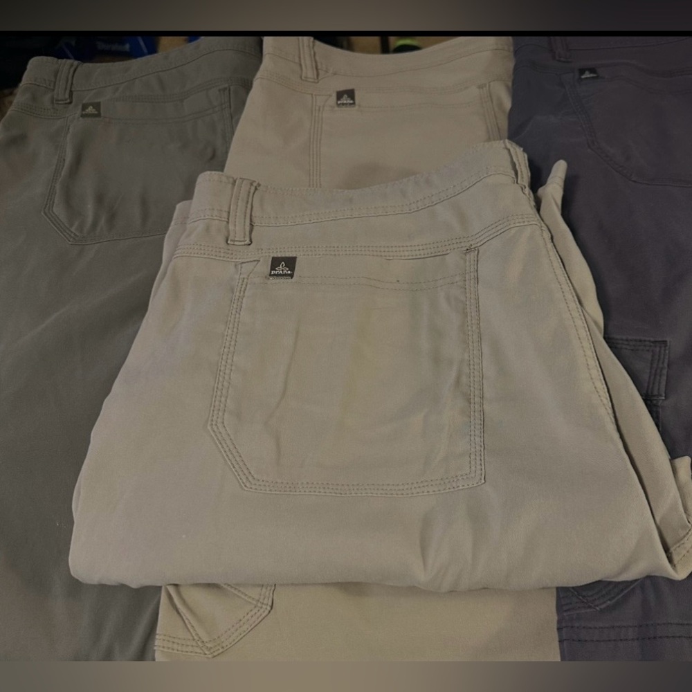 LOT OF FOUR PRANA BREATHE STRETCH NYLON/SPANDEX MENS 38/12 ADJ BELTED WAIST RARE - Picture 11 of 16